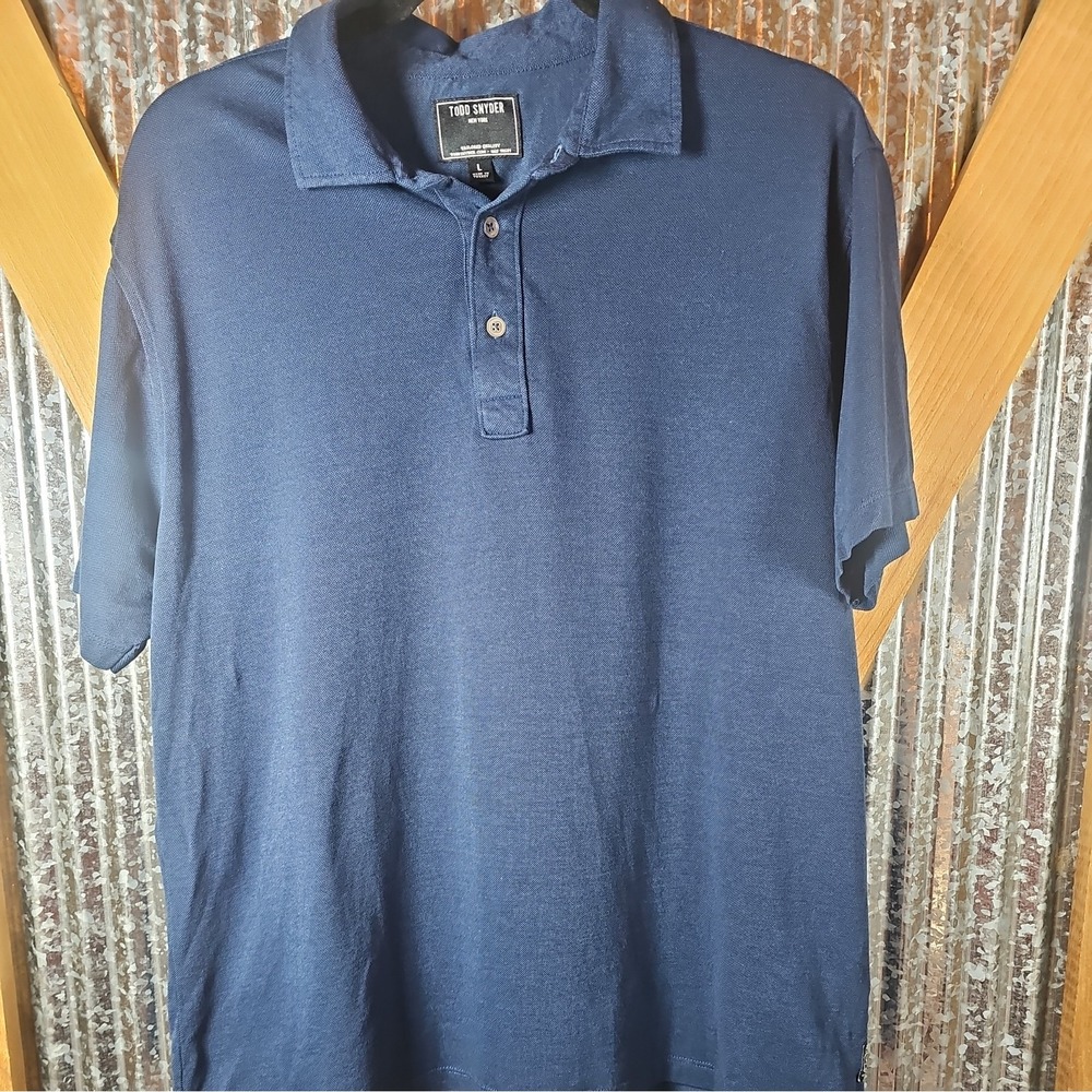 Todd Snyder‎ Polo Shirt Mens Size Large Blue Short Sleeve Preppy Casual